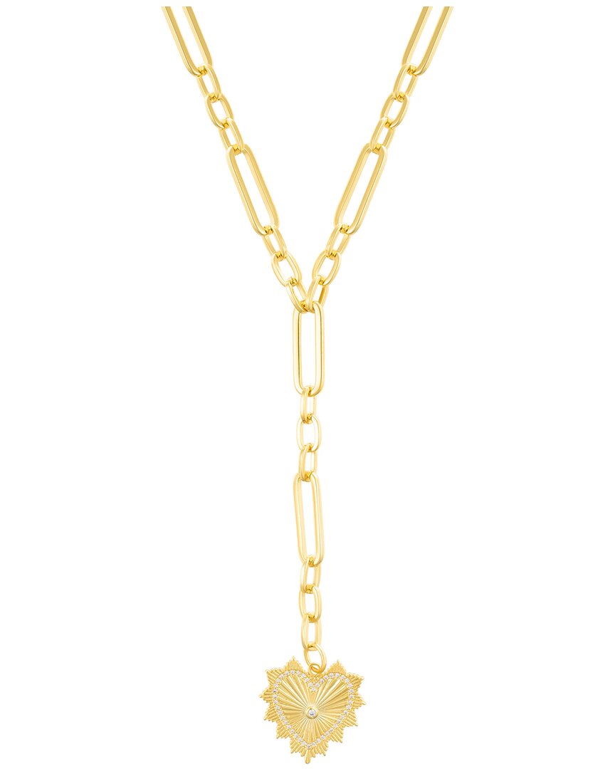 Adornia 14k Gold Plated Cz Jagged Heart Mixed Link Y-necklace