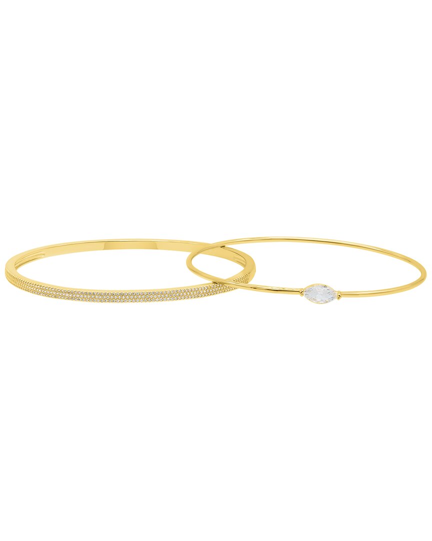 Adornia Gold Marquis And Pave Stacking Bangle Bracelet Set