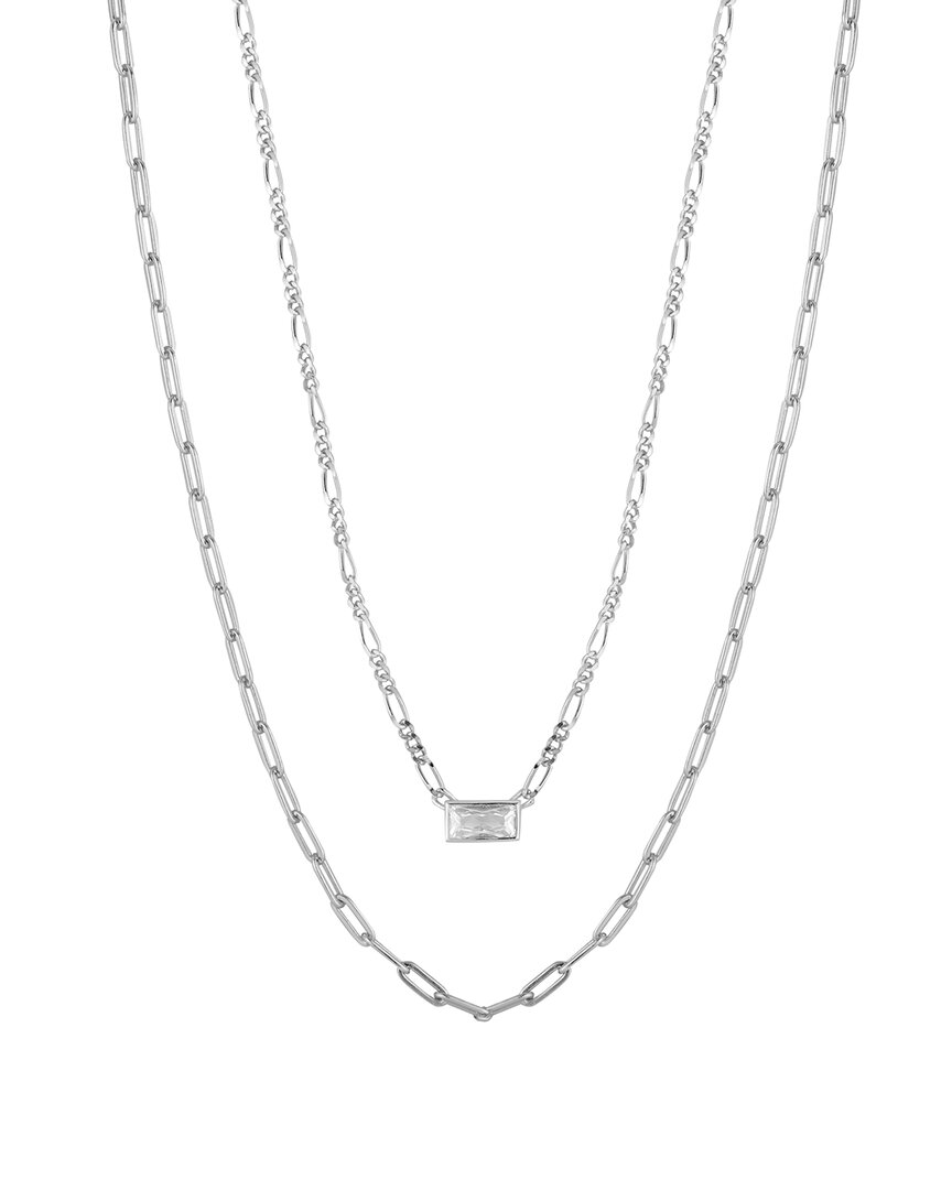 Glaze Jewelry Silver Cz Layered Necklace