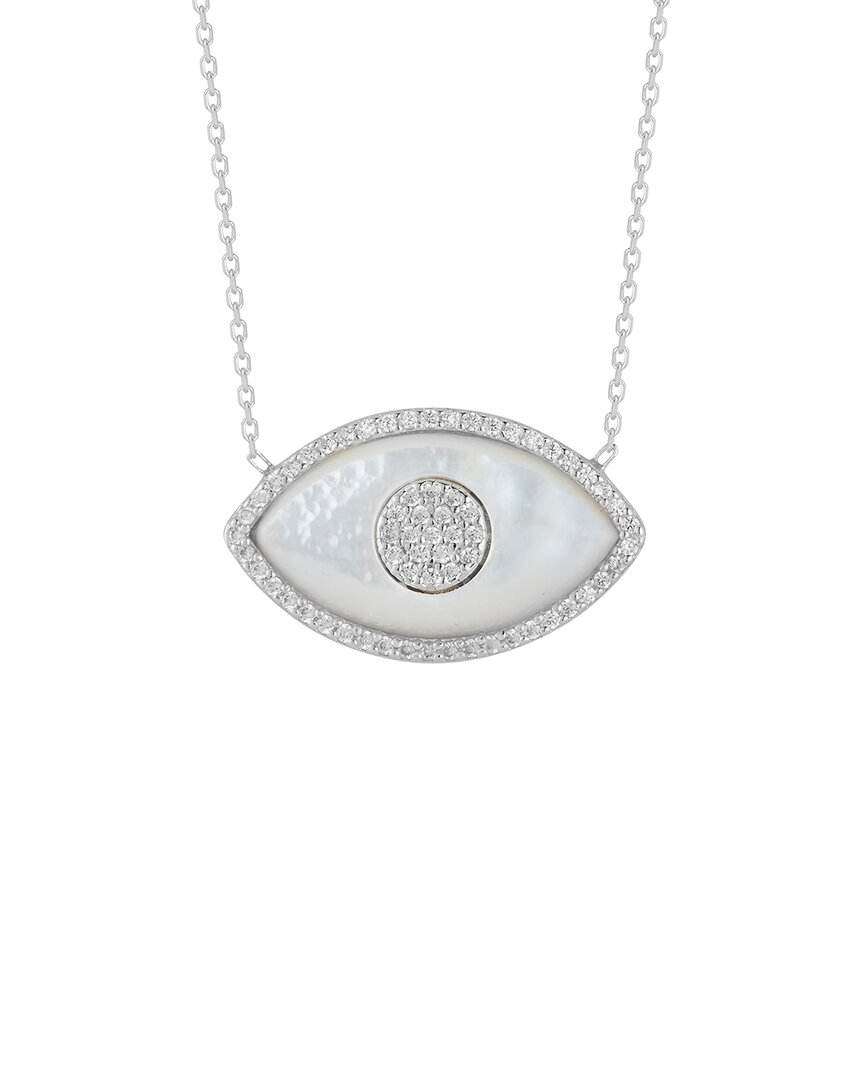 Glaze Jewelry Silver Mother Of Pearl Cz Evil Eye Necklace