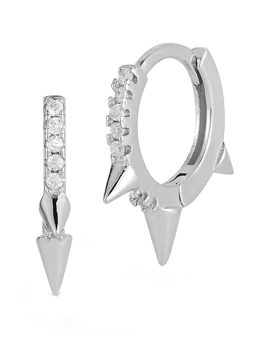 Glaze Jewelry Silver Cz Spiked Huggie Earrings