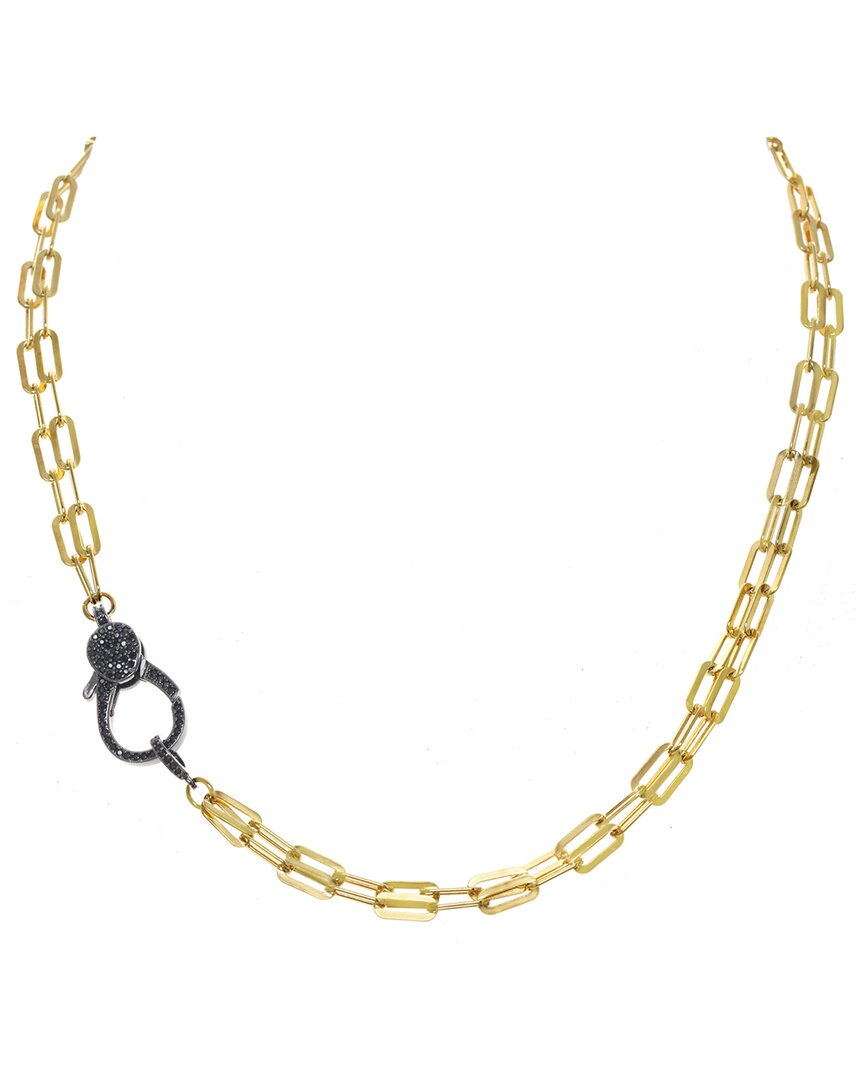 Rachel Reinhardt 14k Over Silver Cz Paperclip Chain Necklace