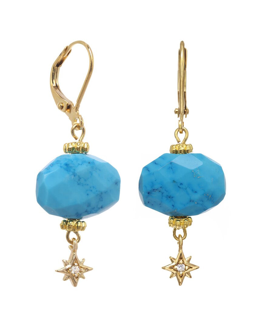Rachel Reinhardt 14k Plated Turquoise Cz Star Earrings