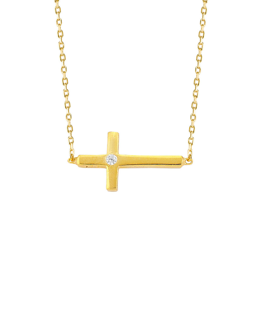 Gabi Rielle Gold Over Silver Cz Cross Necklace