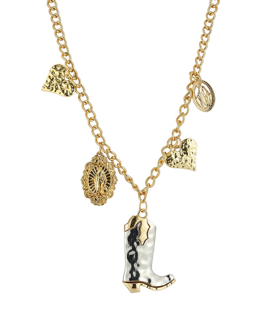 Sphera Milano Plated Cowboy Boot Heart Charm Necklace