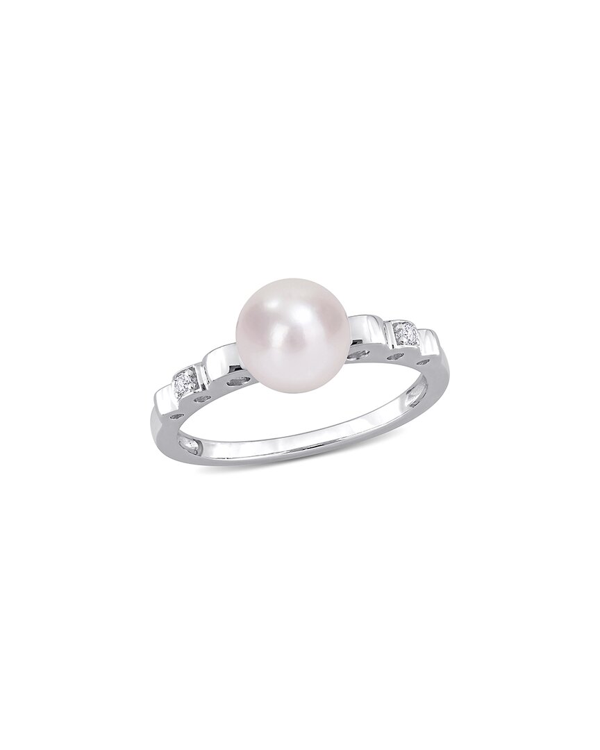 RINA LIMOR RINA LIMOR SILVER WHITE SAPPHIRE 7-7.5MM PEARL RING