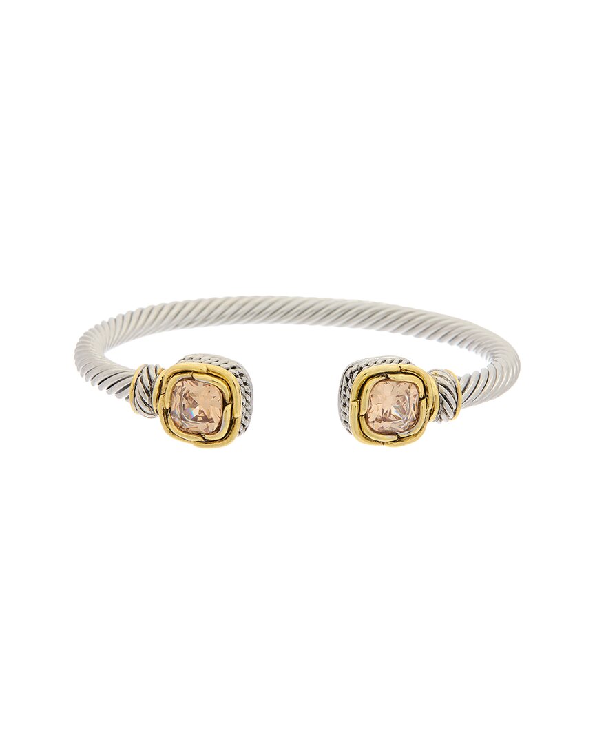 Juvell 18k Two-tone Plated Citrine Twisted Cable Bangle Bracelet