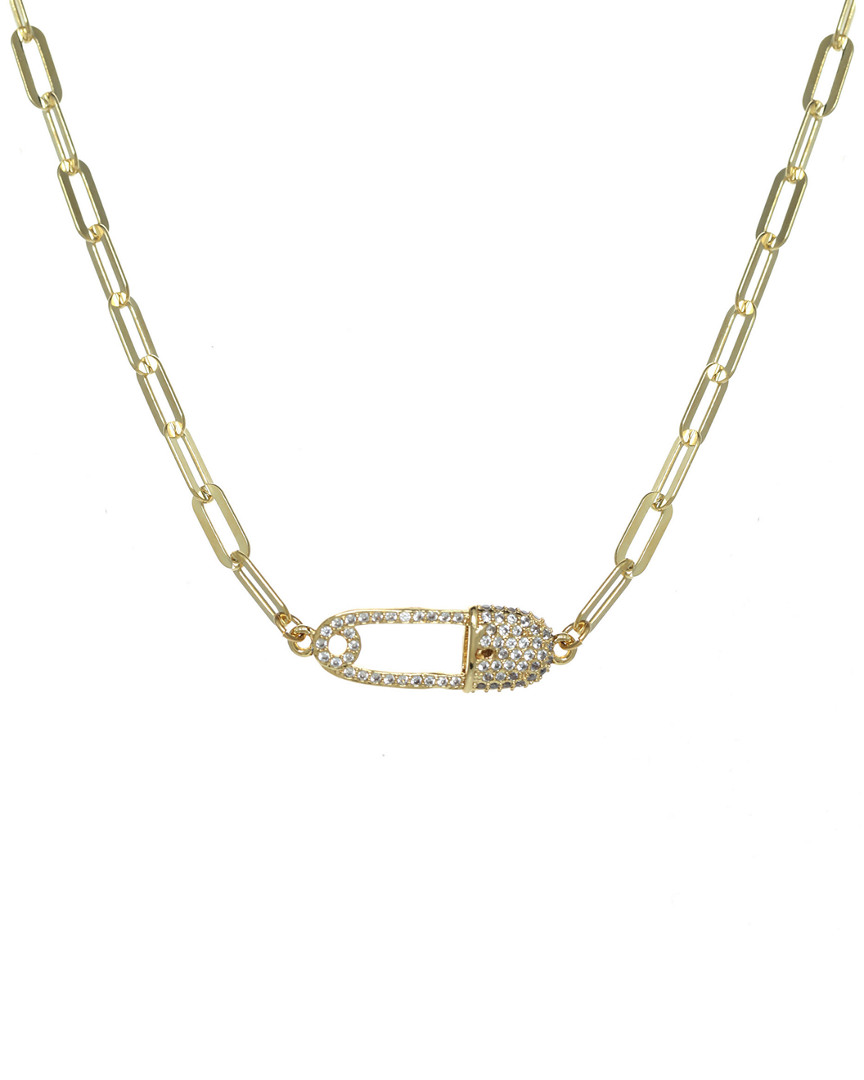 Rachel Reinhardt 14k Over Silver Cz Paperclip Chain Necklace