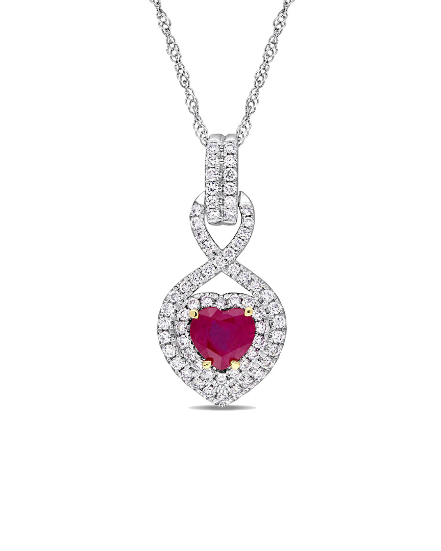 Rina Limor 14k 1.00 Ct. Tw. Diamond & Ruby Pendant Necklace