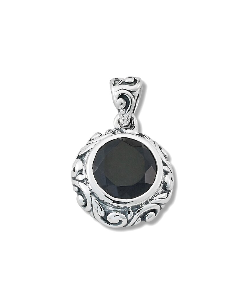 Samuel B. Silver 3.00 Ct. Tw. Onyx Bali Design Pendant