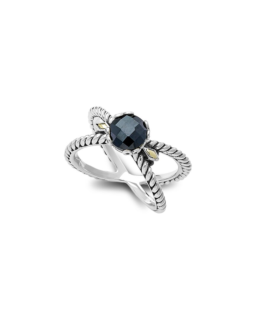 Samuel B. 18k & Silver 1.35 Ct. Tw. Black Spinel X Ring
