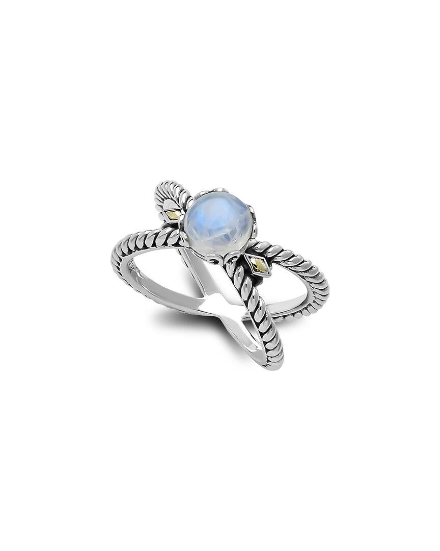 Samuel B. 18k & Silver 1.30 Ct. Tw. Rainbow Moonstone X Ring