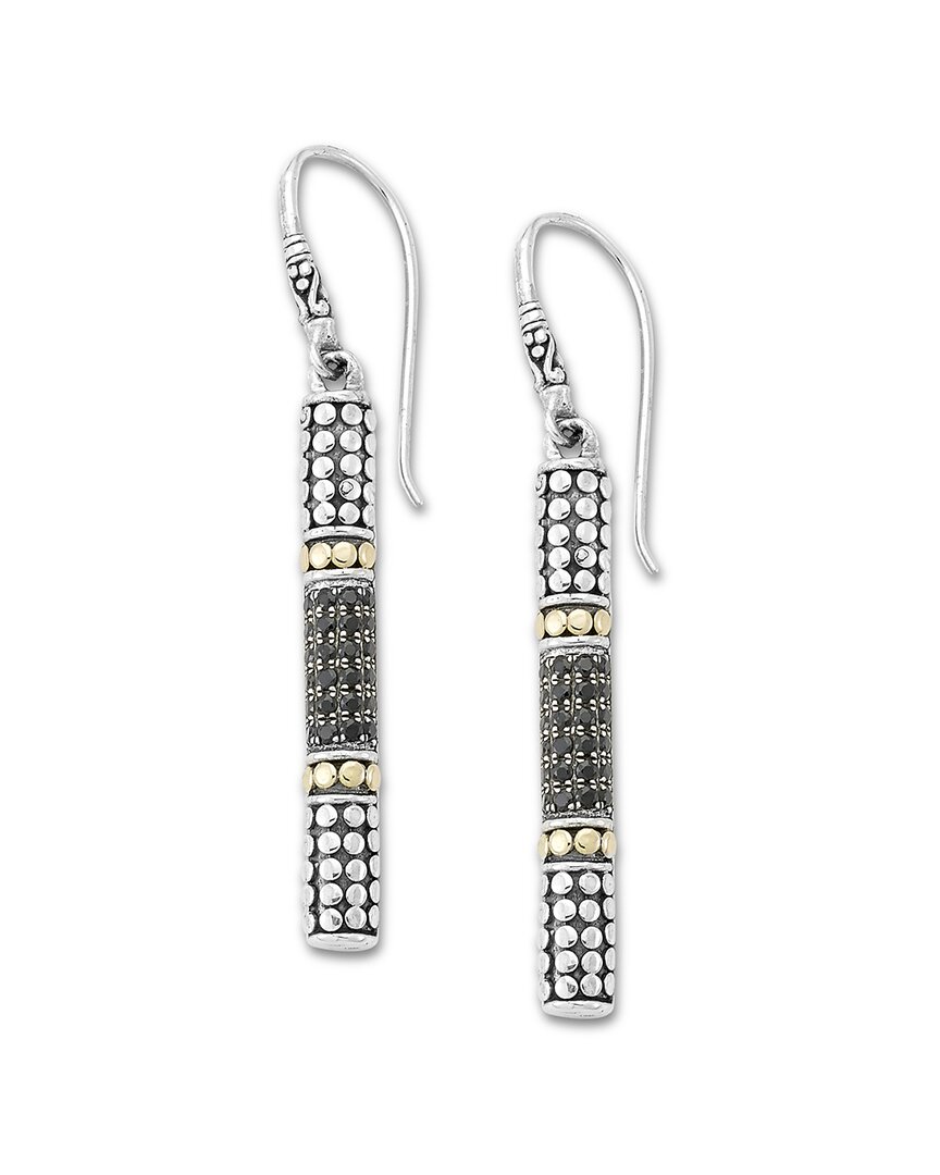 Samuel B. 18k & Silver 0.96 Ct. Tw. Black Spinel Bar Drop Earrings