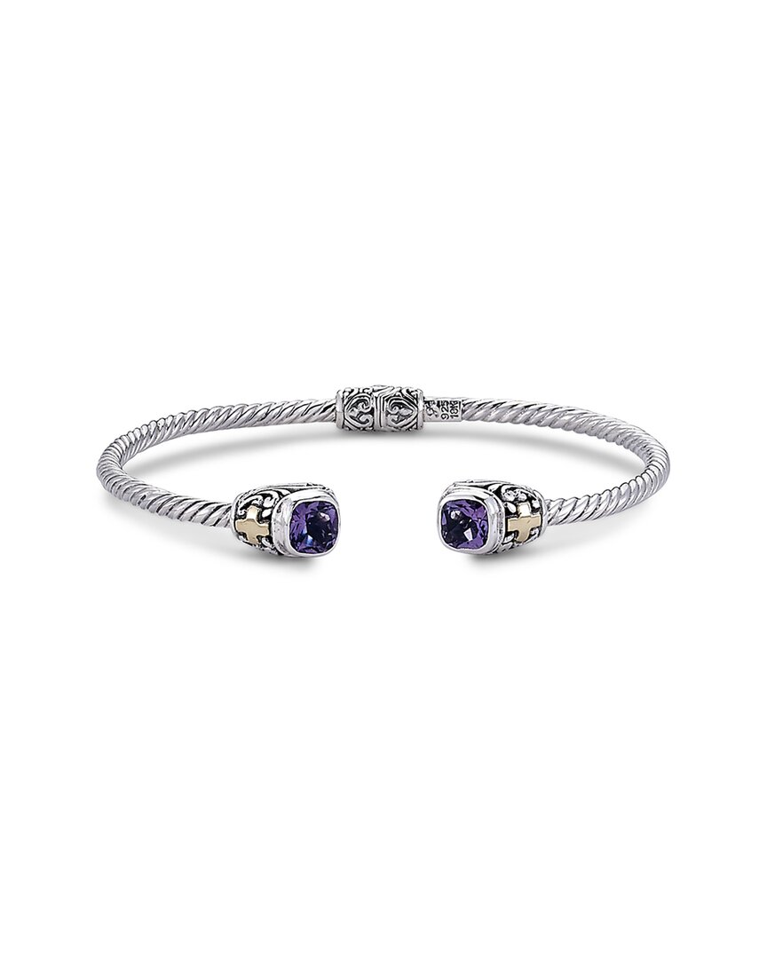Samuel B. 18k & Silver 1.70 Ct. Tw. Amethyst Square Bangle Bracelet