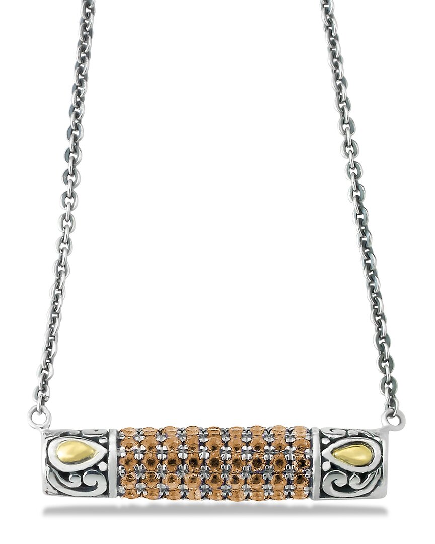 Samuel B. Sterling Silver & 18k Gold Pavé Citrine Pendant Necklace
