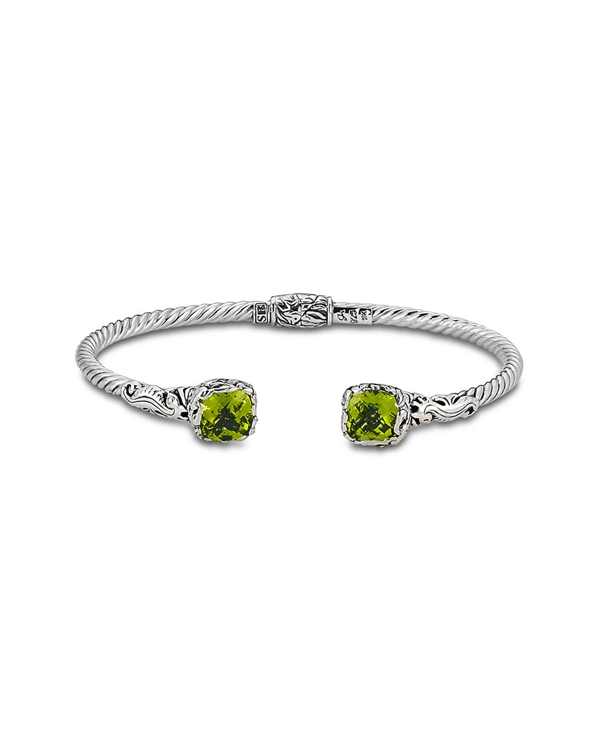 SAMUEL B. SAMUEL B. 18K & SILVER 4.20 CT. TW. PERIDOT SEAHORSE BANGLE BRACELET