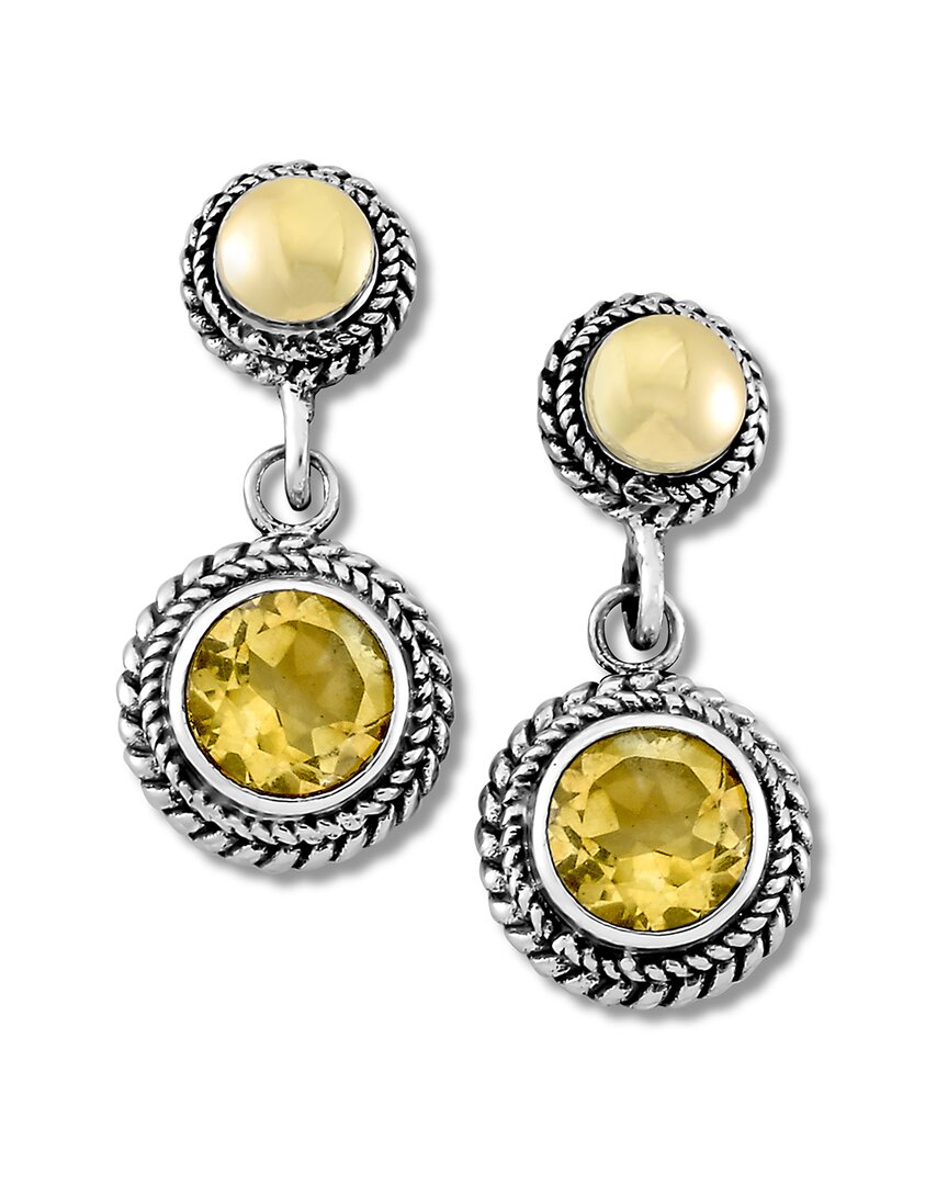 Samuel B. 18k & Silver 0.65 Ct. Tw. Citrine Basketweave Earrings