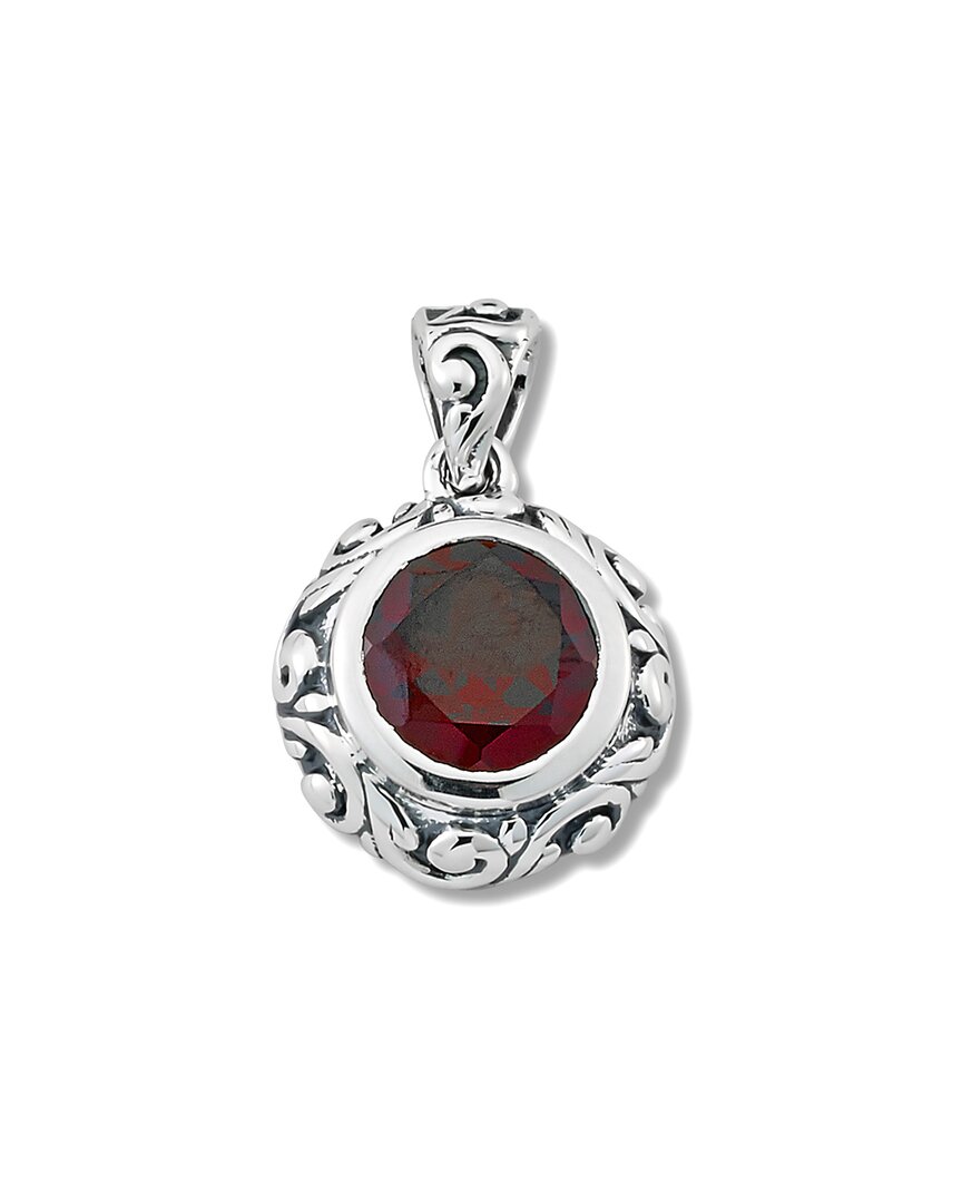 Samuel B. Silver 3.00 Ct. Tw. Garnet Bali Design Pendant