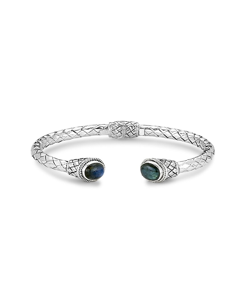Samuel B. Silver 4.00 Ct. Tw. Labradorite Woven Bangle Bracelet