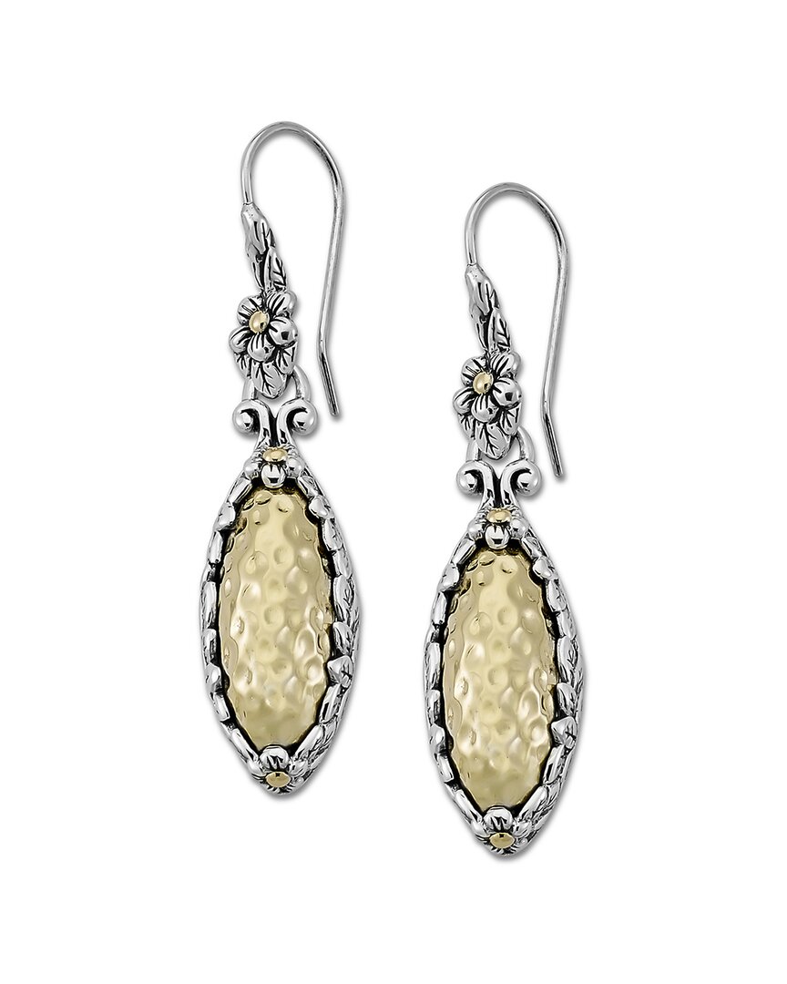 Samuel B. Two-tone Hammered Marquis Drop Earrings
