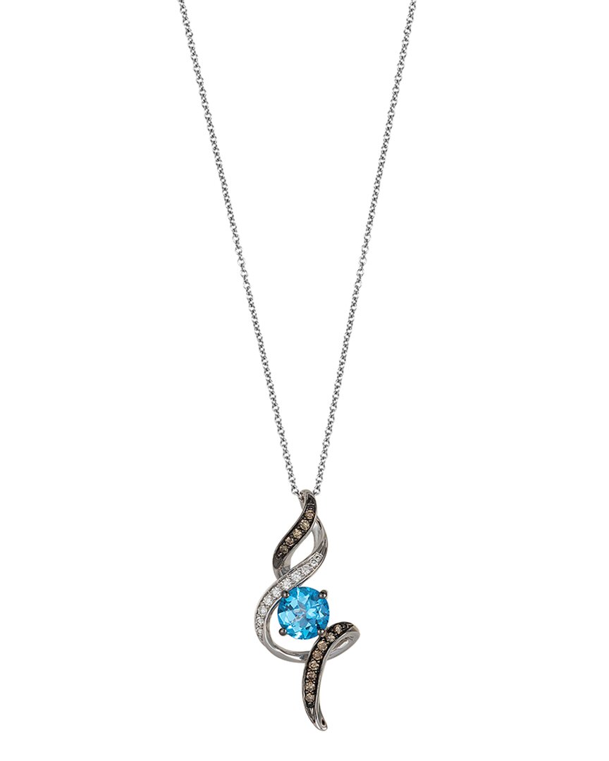 Le Vian ® 14k White Gold 1.44 Ct. Tw. Diamond & Blue Topaz Pendant Necklace