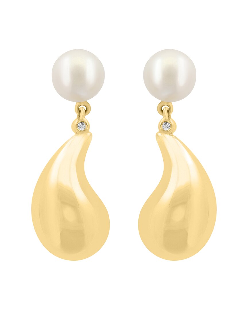 Effy Fine Jewelry 14K 0.01 ct. tw. Diamond & 6mm Pearl Earrings