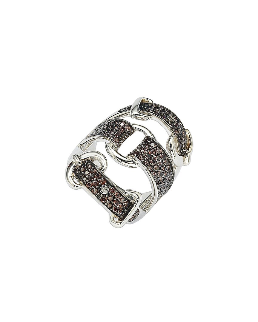 Suzy Levian Silver Cz Buckle Ring