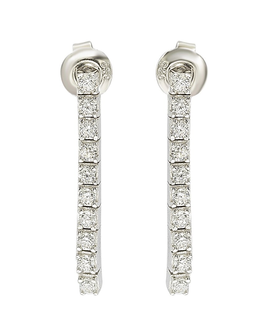 Suzy Levian Silver Cz Line Earrings
