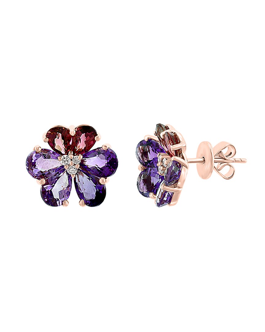 Effy Fine Jewelry 14k Rose Gold 6.72 Ct. Tw. Diamond & Amethyst & Pink  Tourmaline Earrings