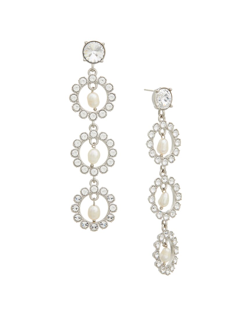 Oscar De La Renta Crystal Disc Triple Earrings In White