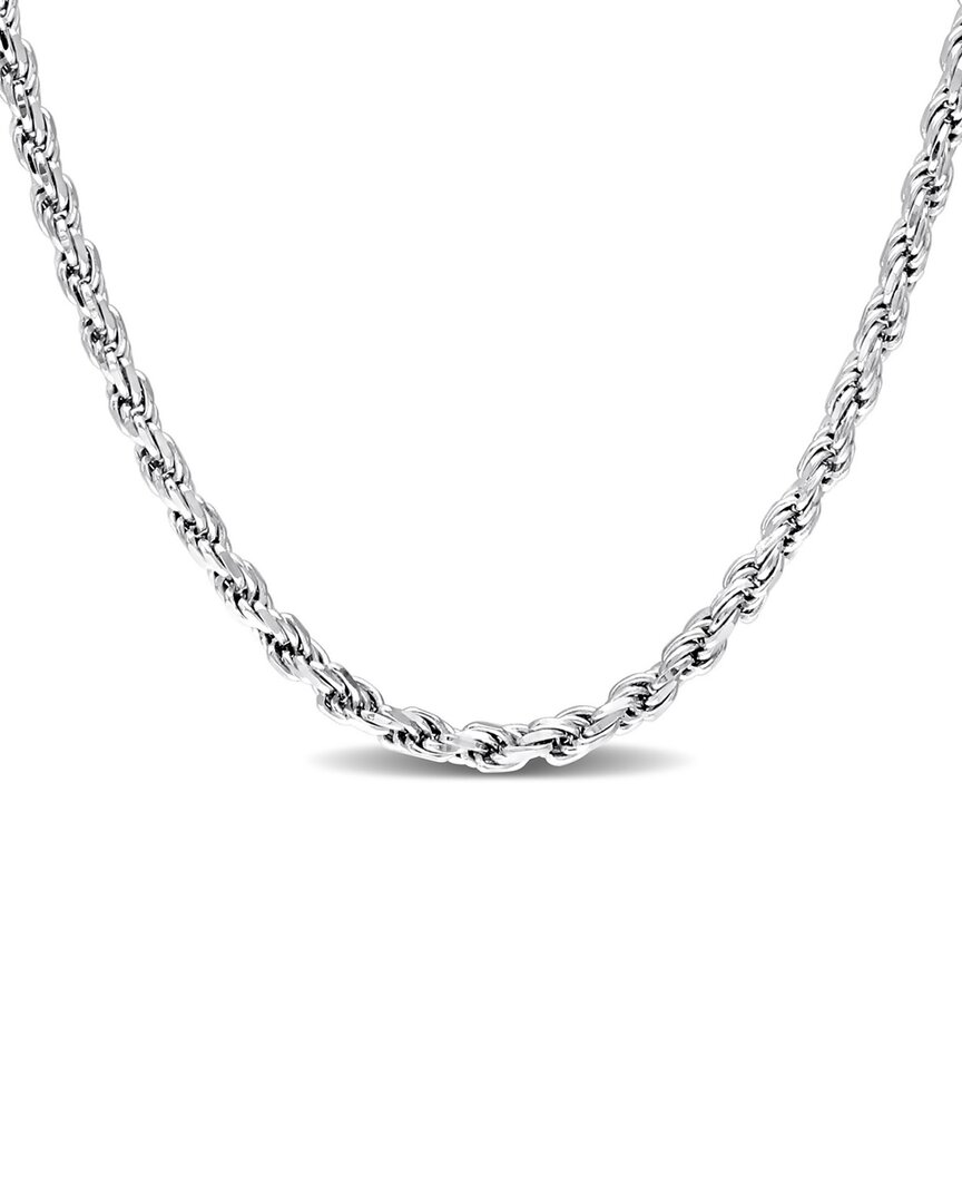 Italian Silver Rope Chain Necklace In Metallic