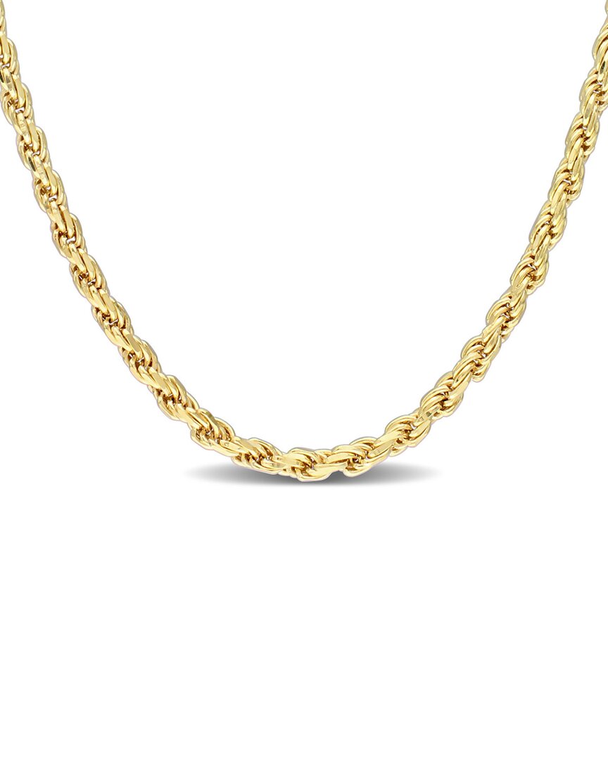 Italian Silver 18k Over  Rope Chain Necklace