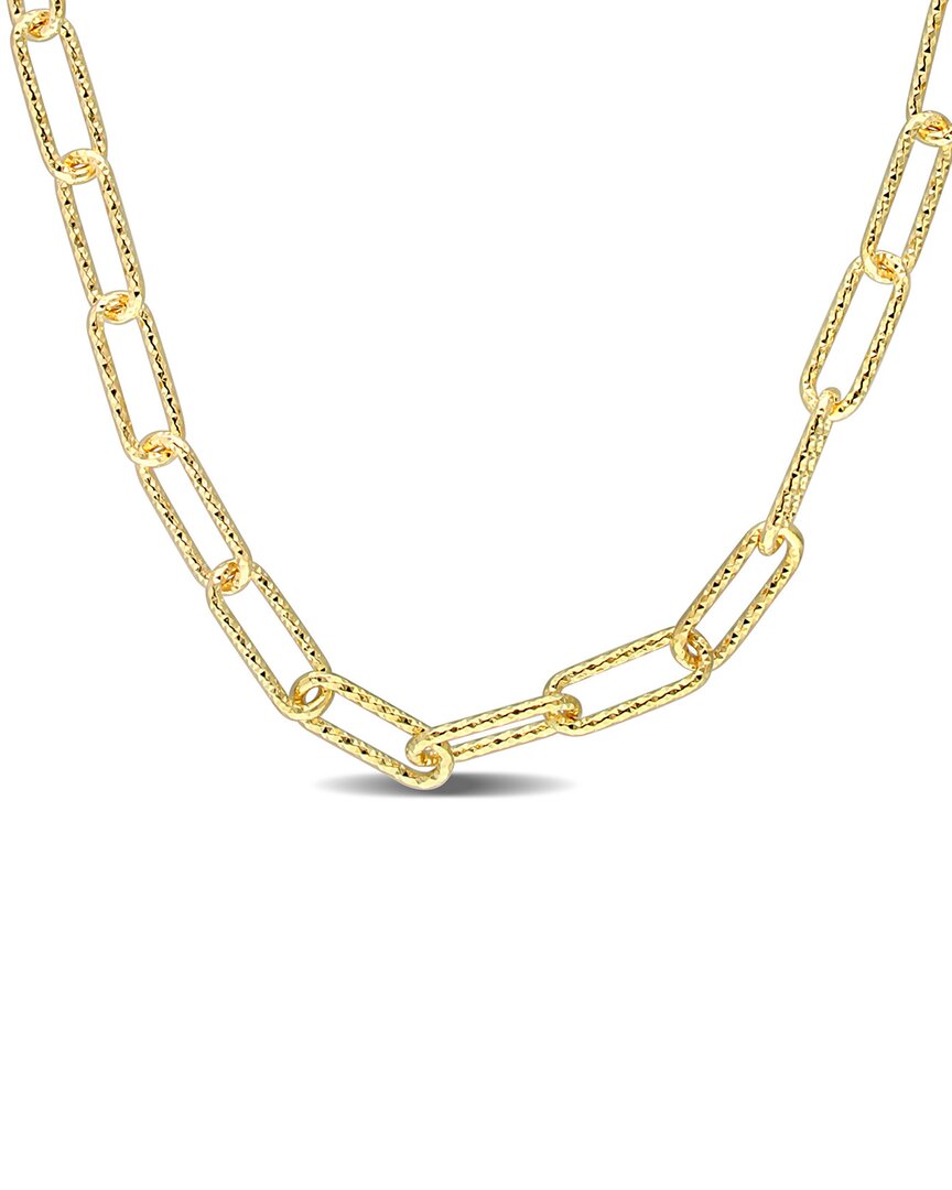 Italian Silver 18k Over  Paperclip Chain Necklace