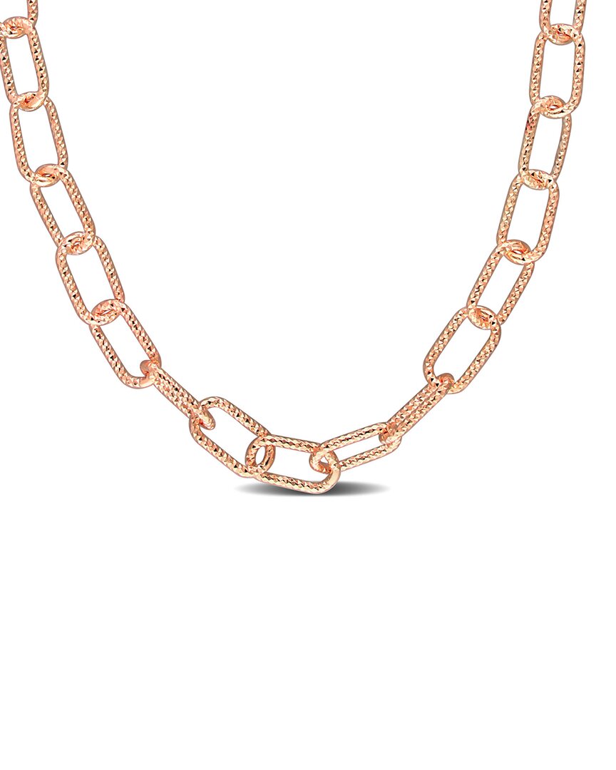 Shop Italian Silver 18k Rose Gold Over  Paperclip Chain Necklace