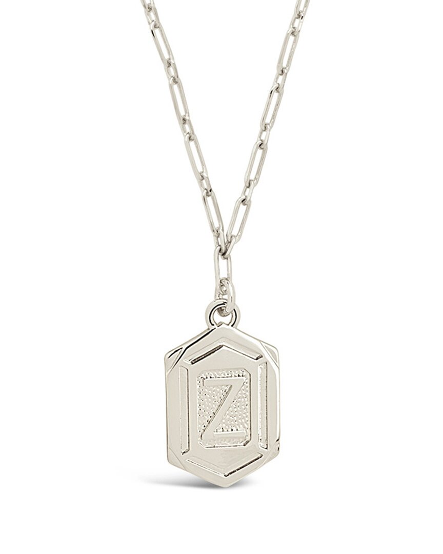 Sterling Forever Rhodium Plated Hexagon Tag Initial Pendant Necklace (a-z)