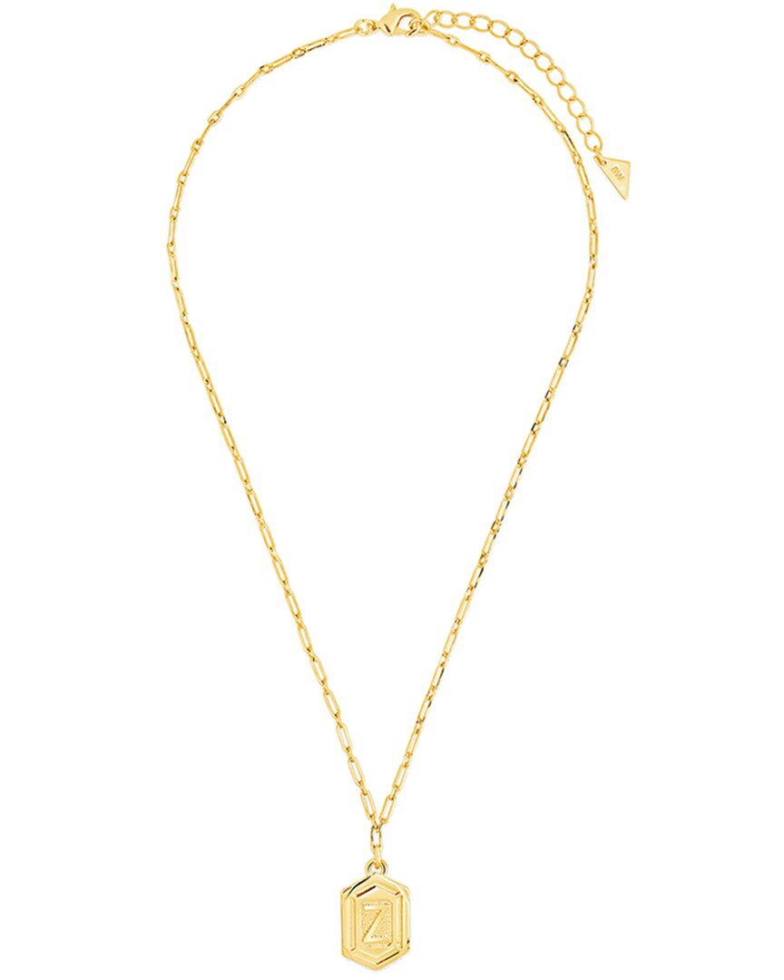 Sterling Forever 14k Plated Hexagon Tag Initial Pendant Necklace (a-z)