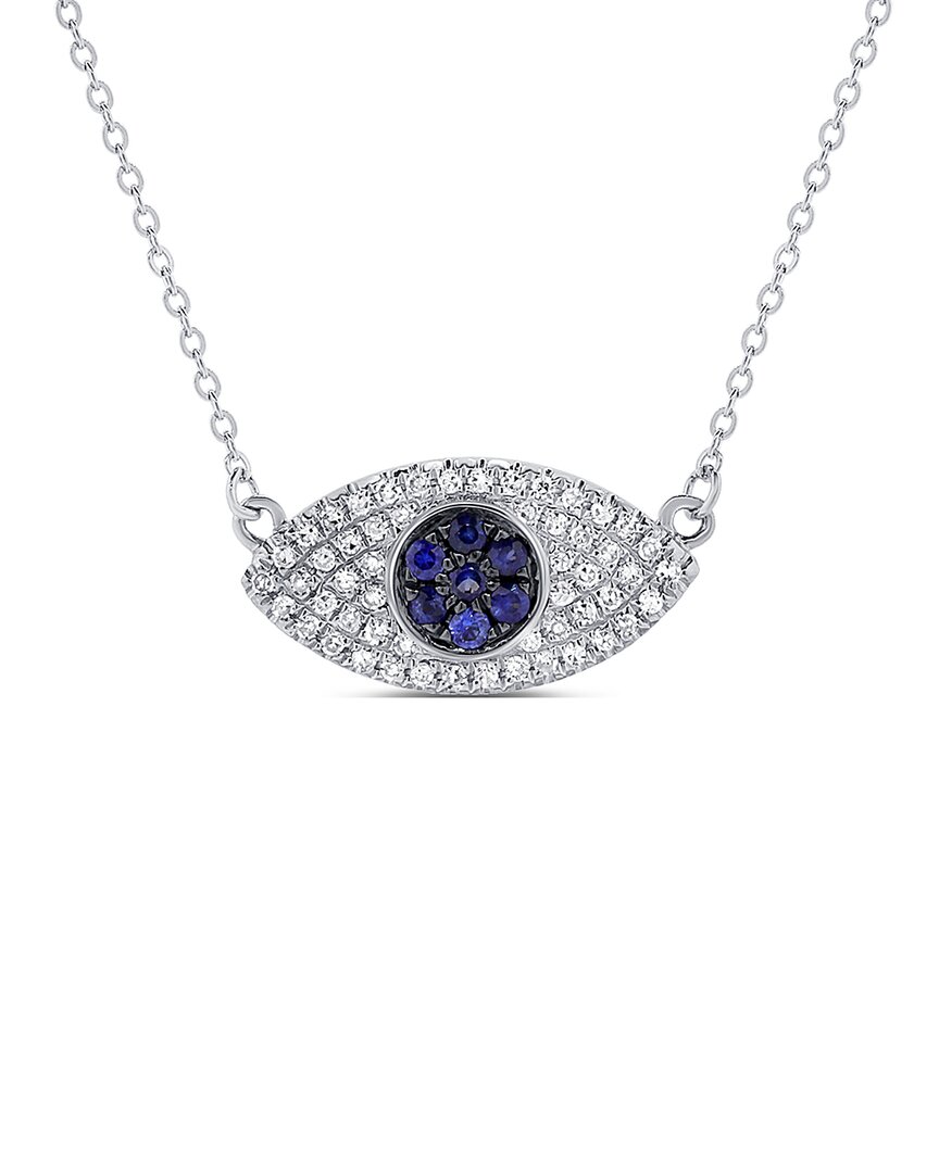 Sabrina Designs 14k 0.24 Ct. Tw. Diamond & Sapphire Evil Eye Necklace