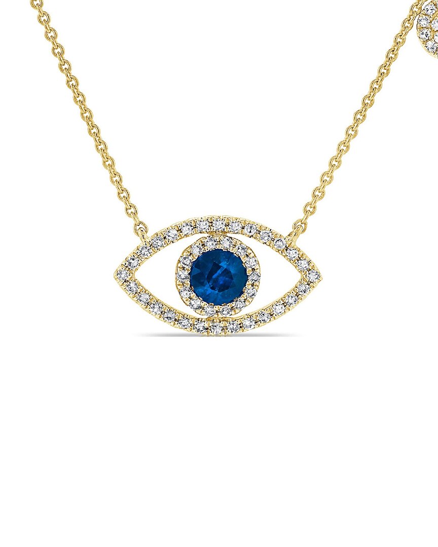 Sabrina Designs 14k 0.46 Ct. Tw. Diamond & Sapphire Evil Eye Necklace