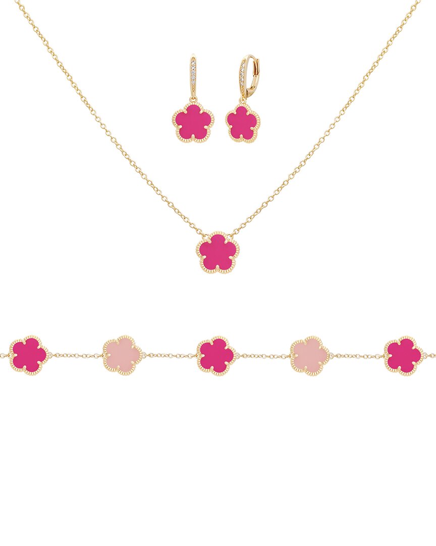 Jankuo Flower 14k Plated Cz Earrings In Gold