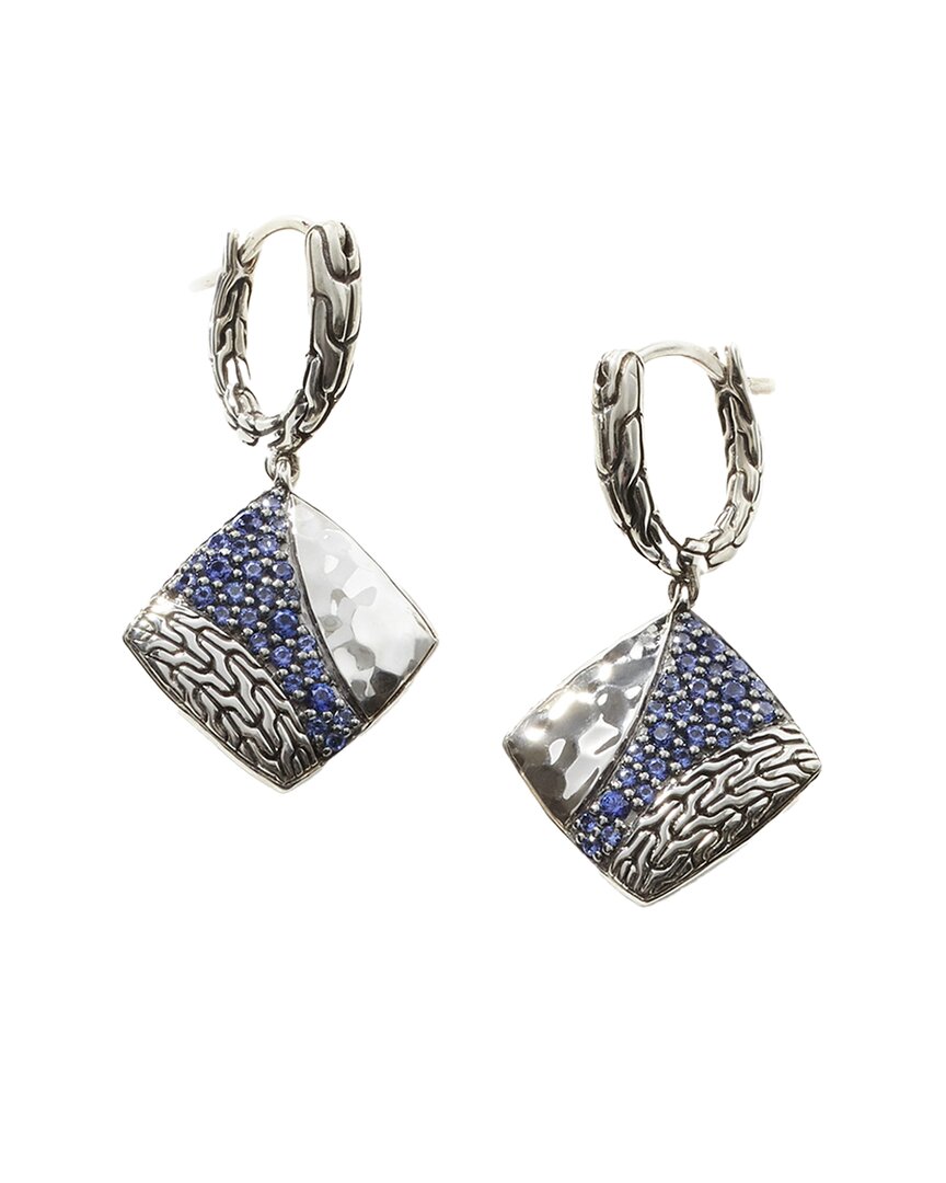 John Hardy Essentials Silver Blue Sapphire Drop Earrings