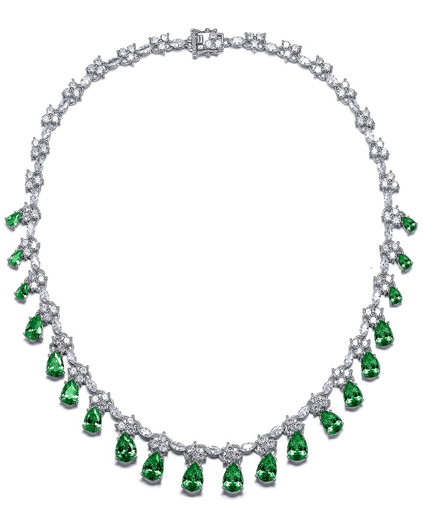 Genevive Silver Cz Drop Necklace
