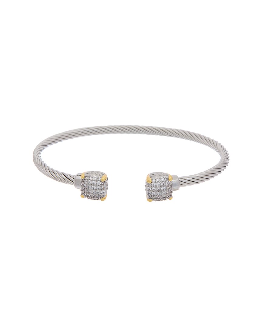 Juvell 18k Two-tone Plated Cz Twisted Cable Bangle Bracelet