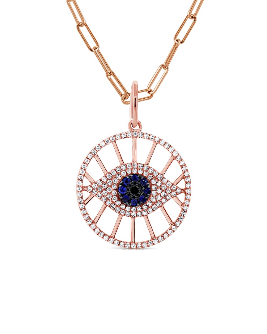Sabrina Designs 14k Rose Gold 0.46 Ct. Tw. Diamond & Gemstone Evil Eye Necklace