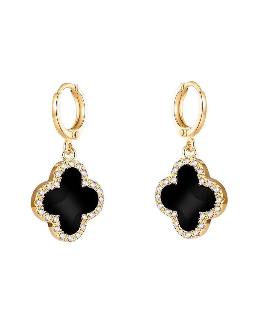 Liv Oliver 18k Plated 2.25 Ct. Tw. Onyx Cz Drop Earrings In Gold