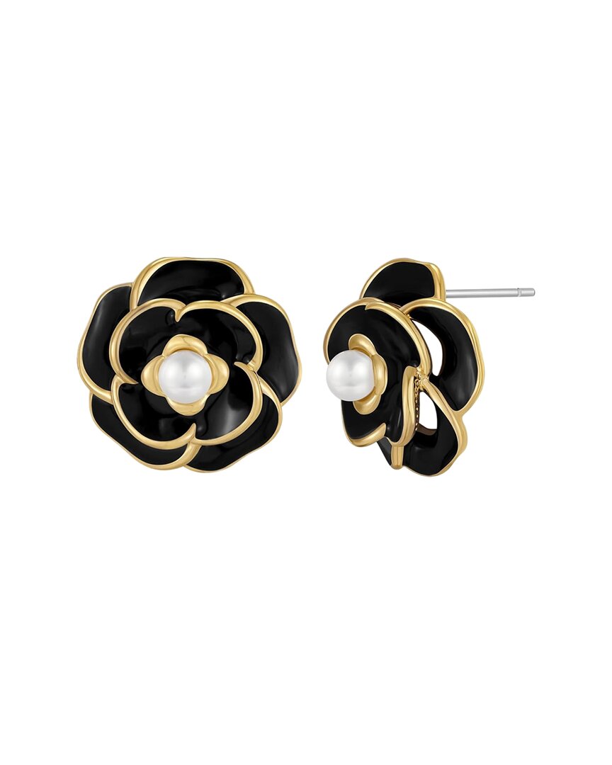 Liv Oliver 18k Plated 2-3mm Pearl Studs In Black