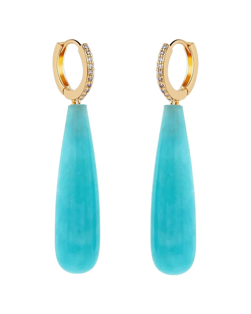 Liv Oliver 18k Plated 50.00 Ct. Tw. Turquoise Drop Earrings In Blue