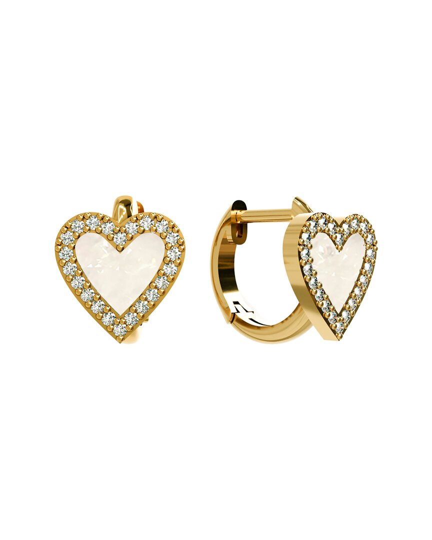 Gabi Rielle 14k Over Silver 8mm Pearl Cz Huggie Earrings