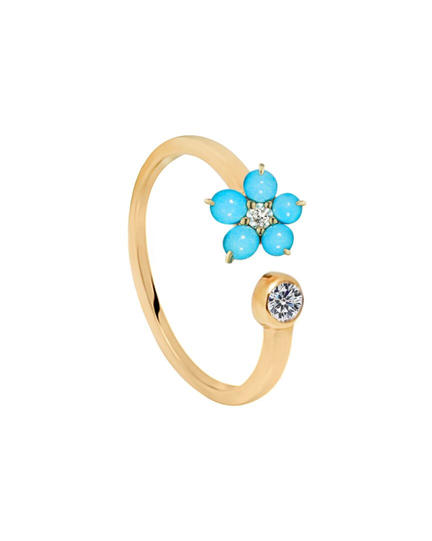 Gabi Rielle 14k Over Silver Stones Flower Adjustable Ring