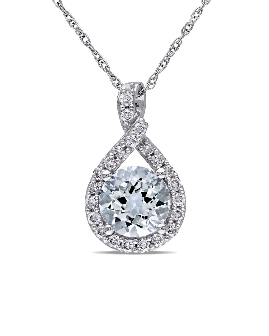 Rina Limor 10k 1.37 Ct. Tw. Diamond & Aquamarine Pendant Necklace