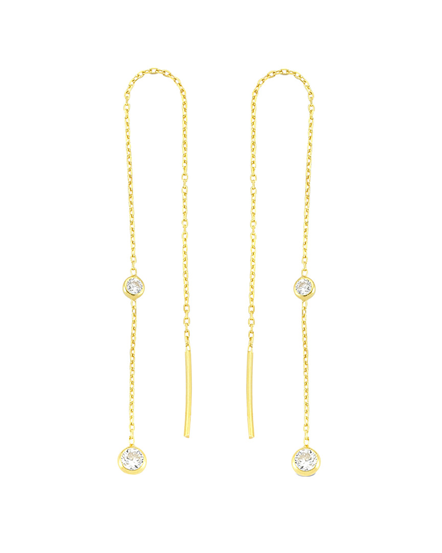 Amorium 18k Yellow Gold Plated Silver Cz Threader Earrings